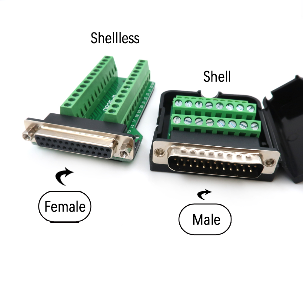 D-SUB 无焊 9 针 15 针 25 针公母插头分线端子螺丝型 Connector